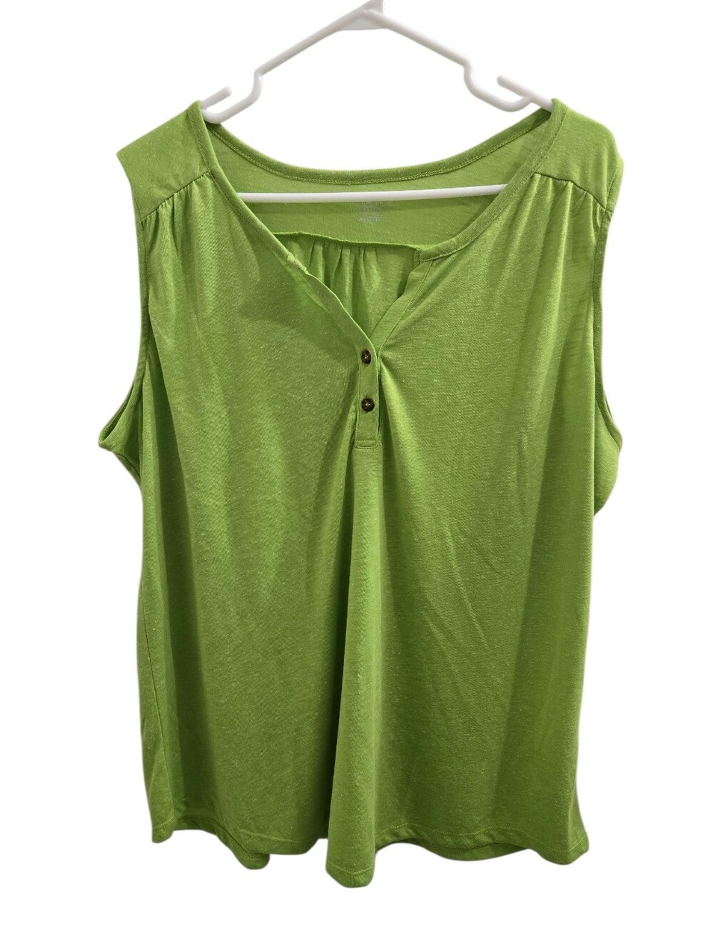 Ricki's Sleeveless Henley Top in Lime Green - Women's Casual Tank Size XXL